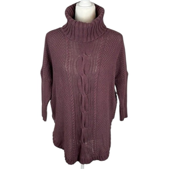 Express Purple Turtleneck Cable Knit Sweater Size S/P - Picture 1 of 8